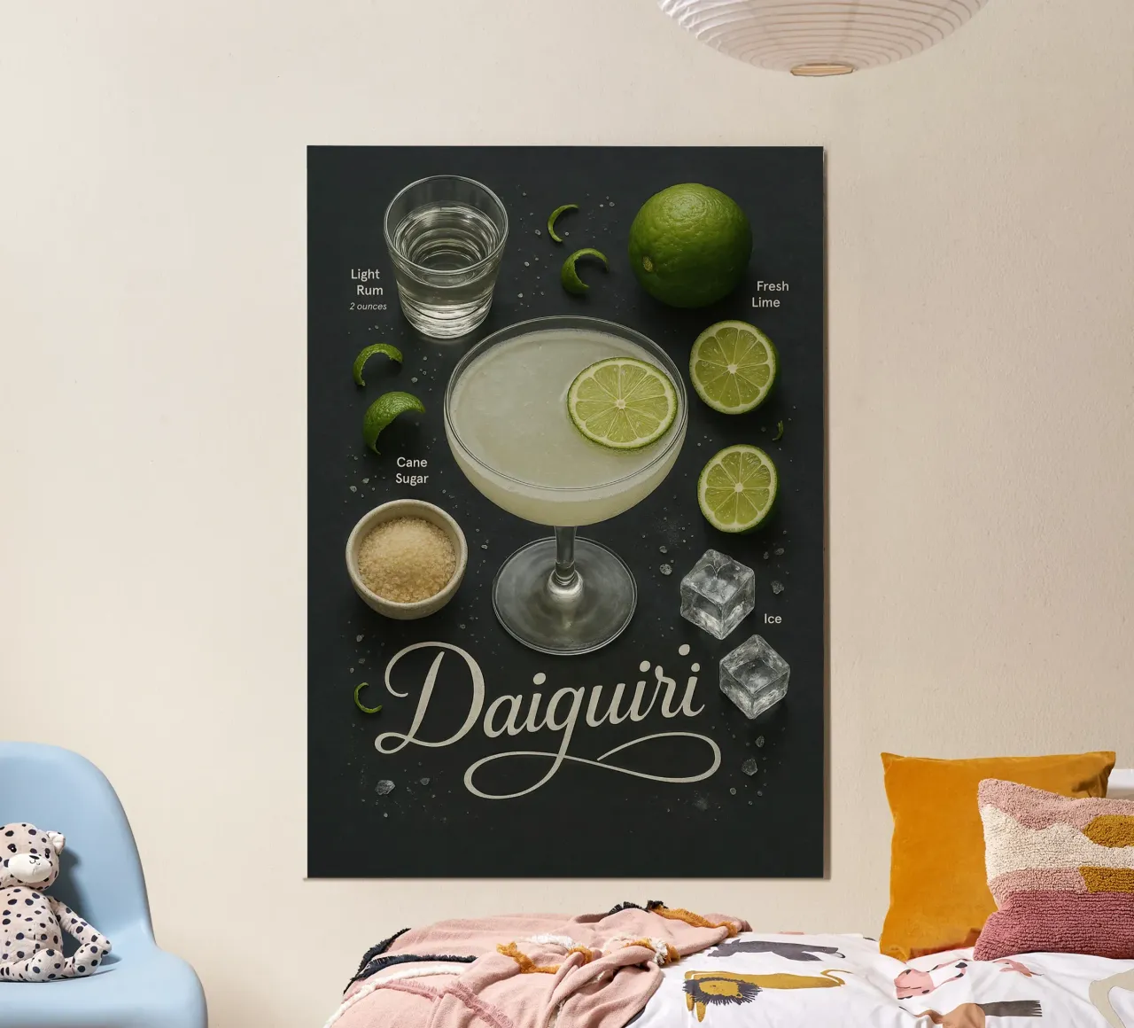 Poster per cocktail Daiquiri - Ricetta con rum e lime poster da mesa