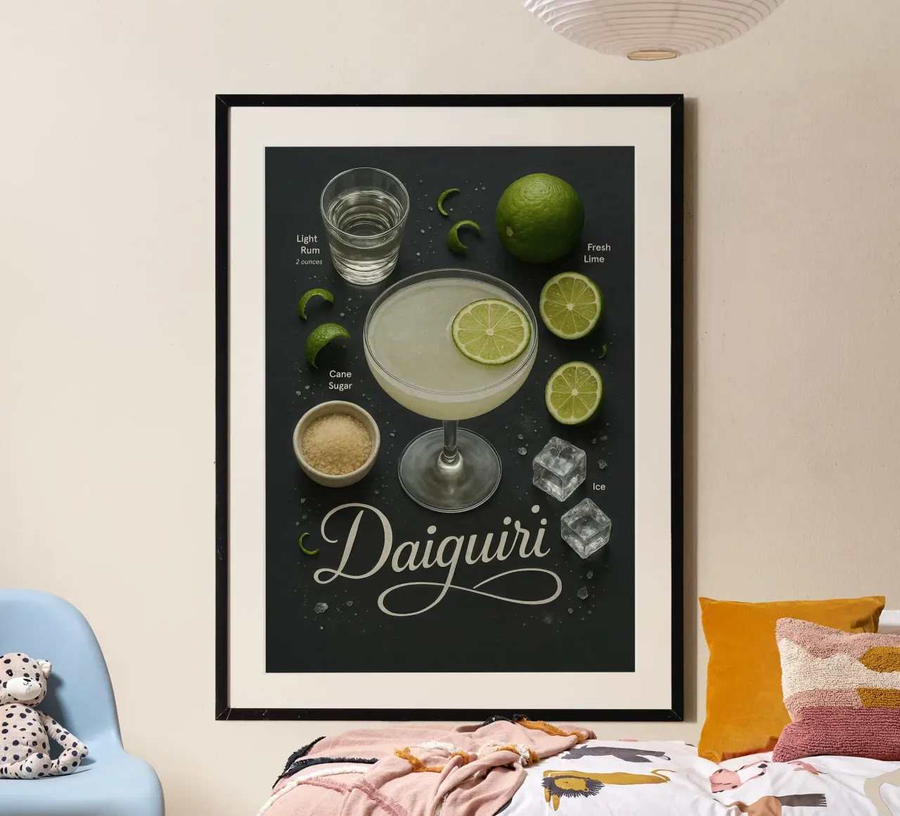 Poster per cocktail Daiquiri - Ricetta con rum e lime poster da mesa