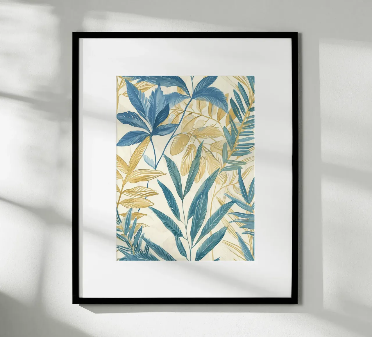 Boho Vintage Botanico Blu Tropicale Piante Spirituale Fiore poster con telaio in legno da Gentle Echoes Art