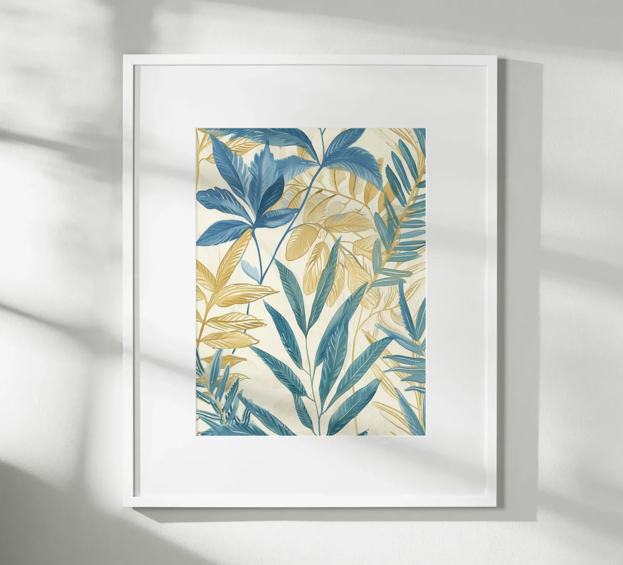 Boho Vintage Botanico Blu Tropicale Piante Spirituale Fiore poster con telaio in legno da Gentle Echoes Art