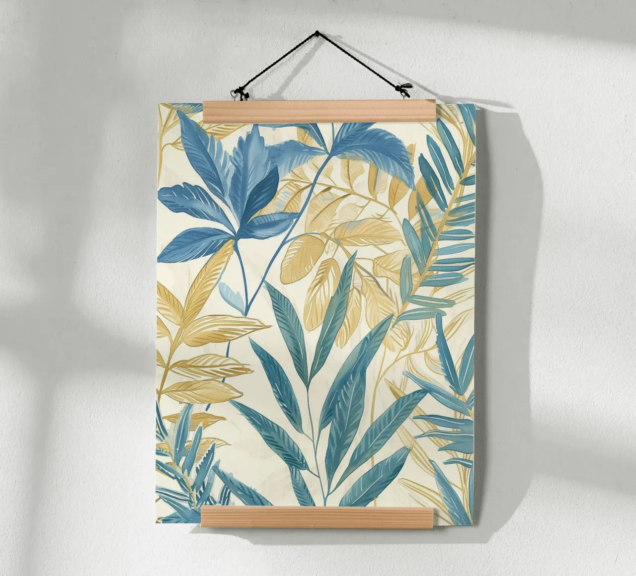 Boho Vintage Botanico Blu Tropicale Piante Spirituale Fiore poster con telaio in legno da Gentle Echoes Art