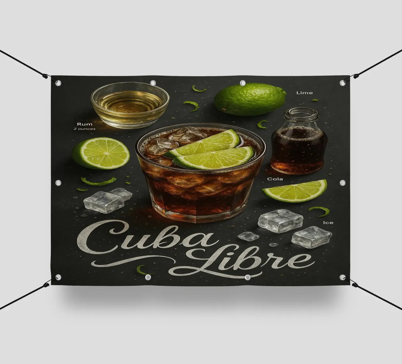 Poster Cuba Libre - Rum, Cola e Lime Classico telo in pvc da mesa