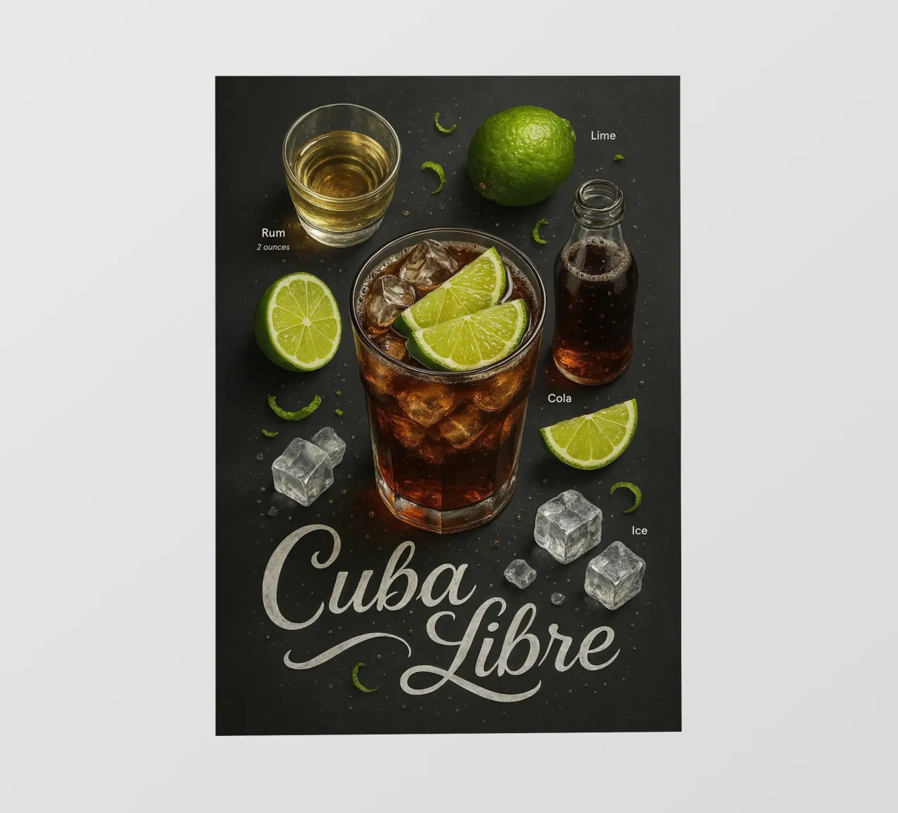 Poster Cuba Libre - Rum, Cola e Lime Classico telo in pvc da mesa