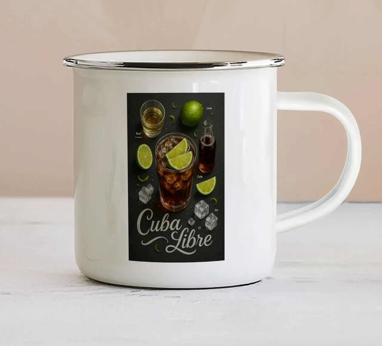 Poster Cuba Libre - Rum, Cola e Lime Classico tazza in smalto da mesa