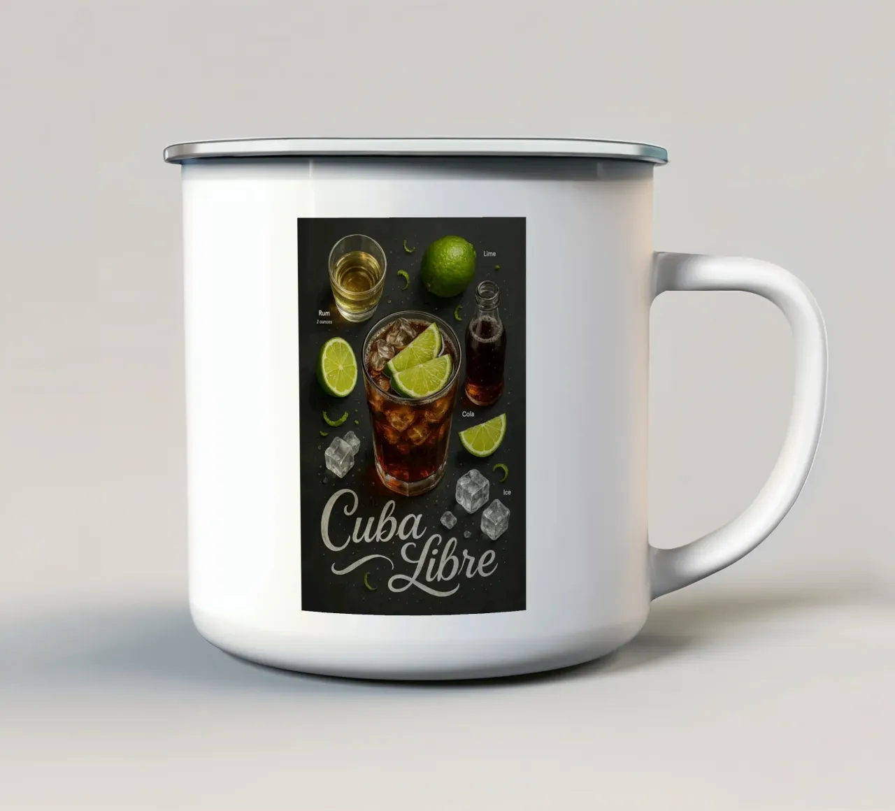 Poster Cuba Libre - Rum, Cola e Lime Classico tazza in smalto da mesa