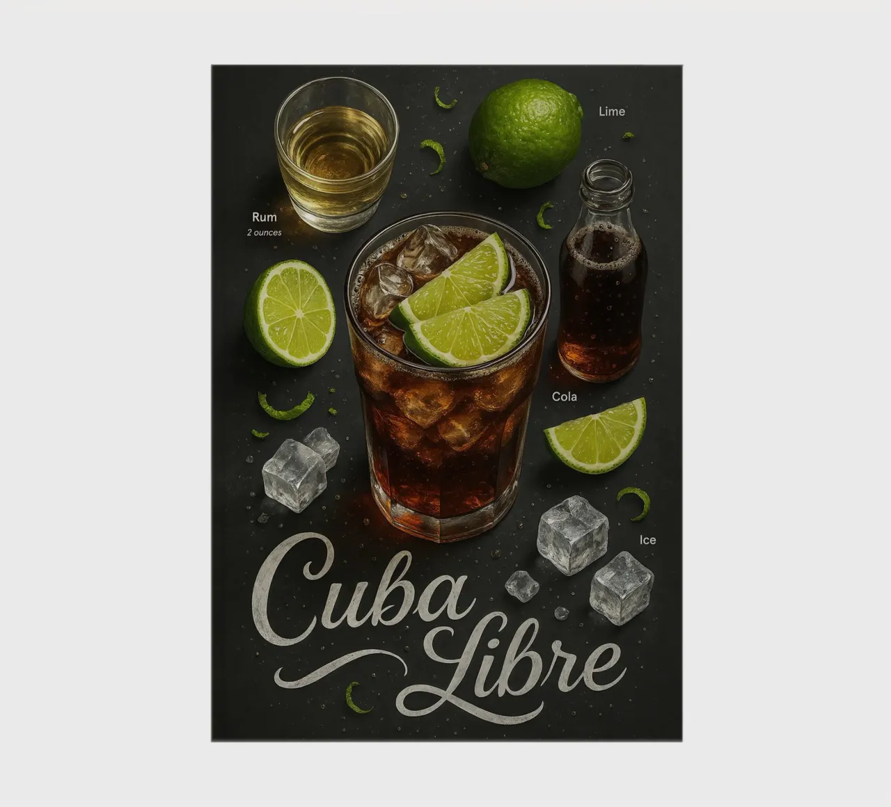 Poster Cuba Libre - Rum, Cola e Lime Classico diario da mesa