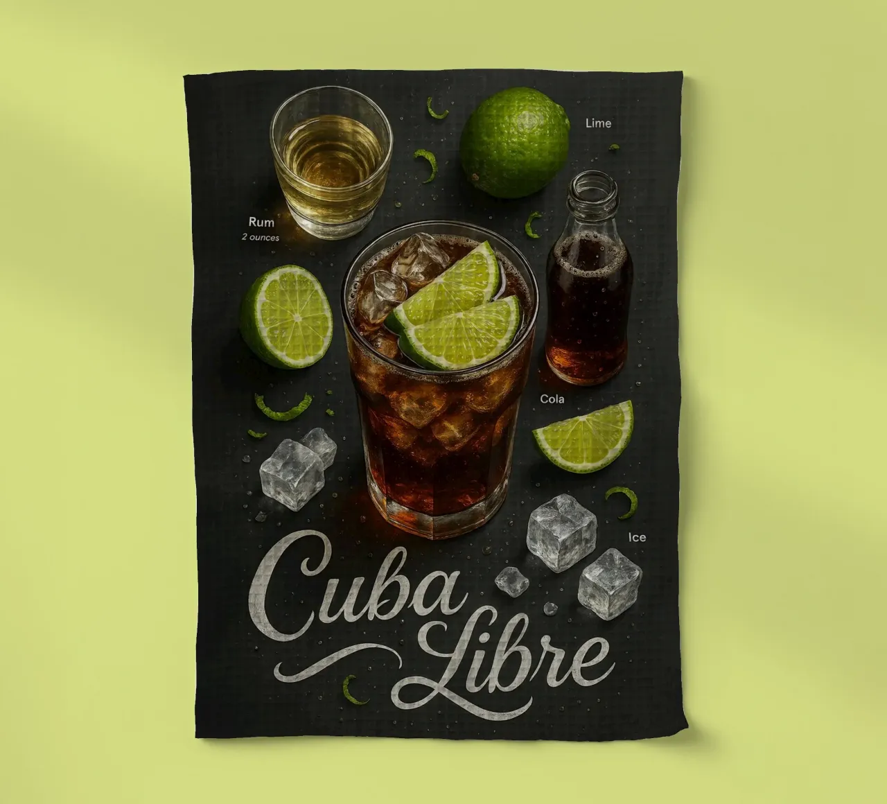 Poster Cuba Libre - Rum, Cola e Lime Classico canovaccio da cucina da mesa