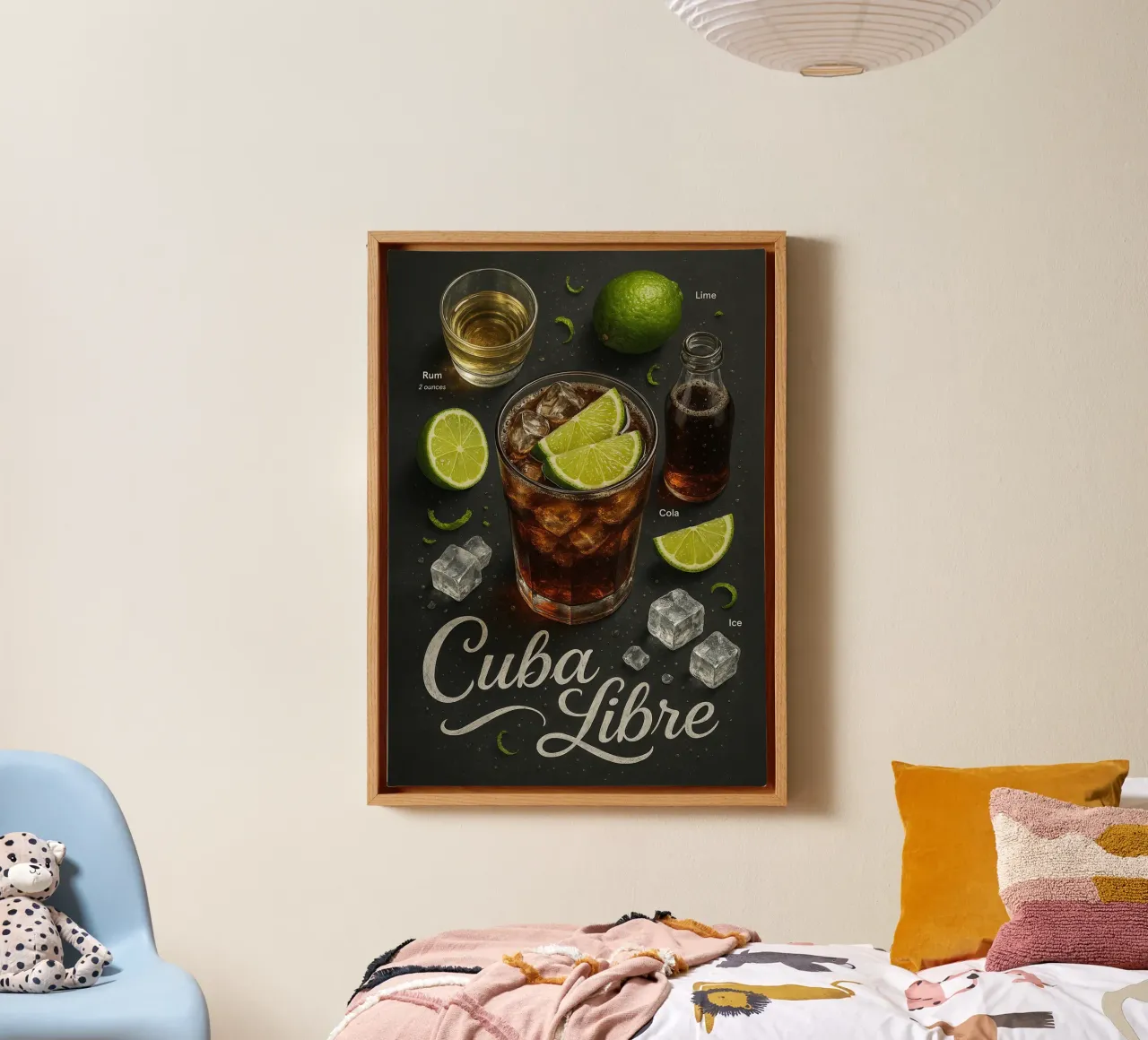Poster Cuba Libre - Rum, Cola e Lime Classico tela con Cornice a cassetta da mesa