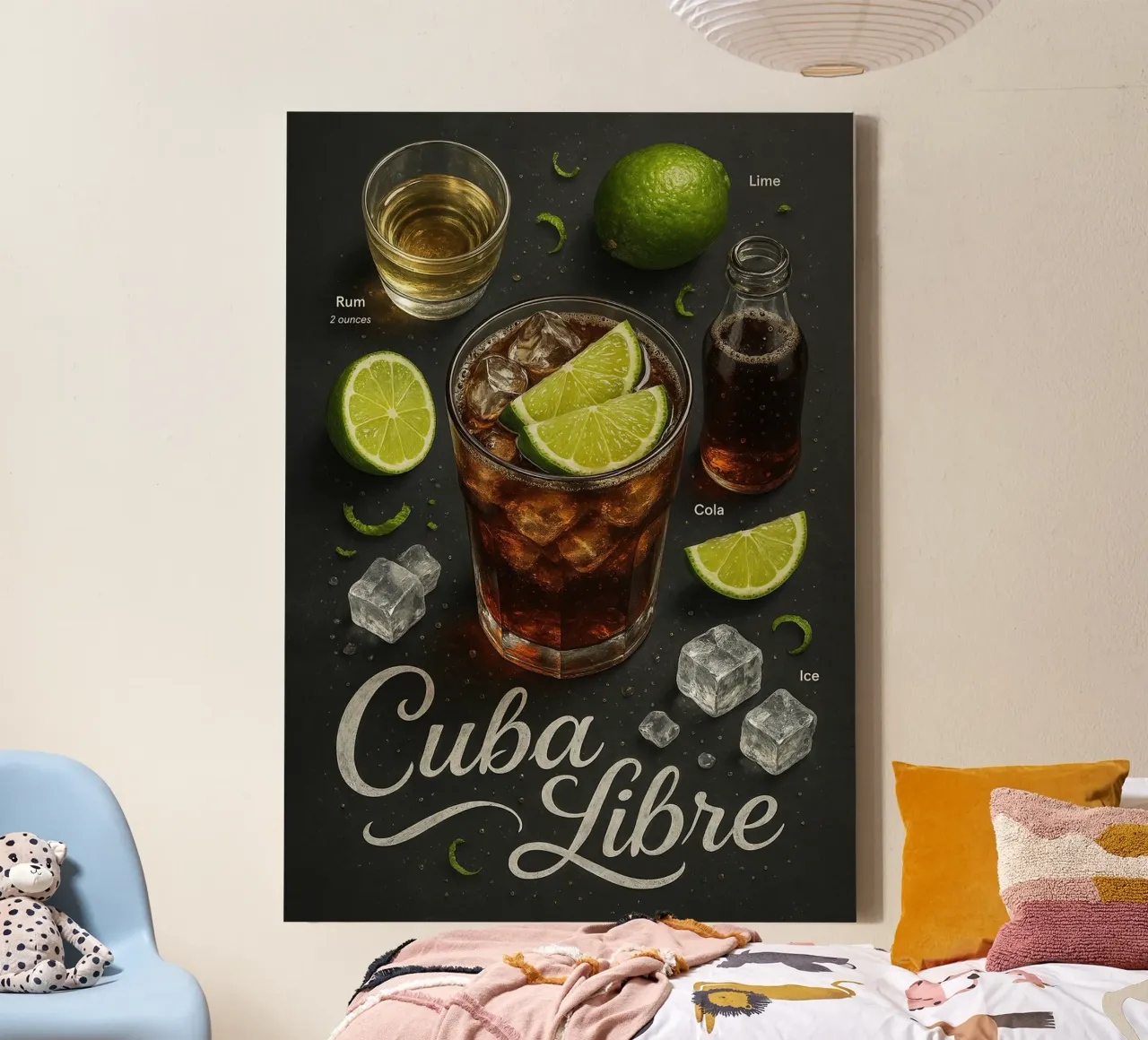 Poster Cuba Libre - Rum, Cola e Lime Classico tela con Cornice a cassetta da mesa