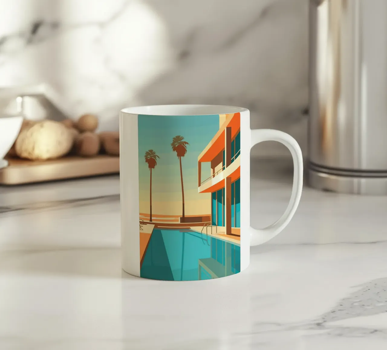 Orange House With The Pool tazza in ceramica da Leonard Barreiro