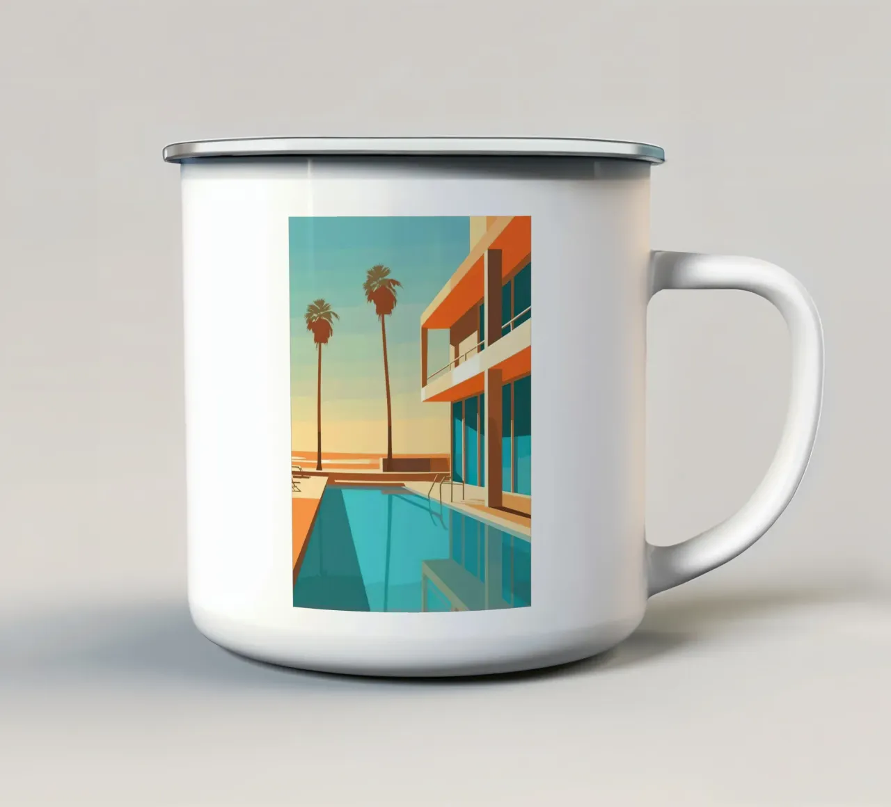 Orange House With The Pool tazza in smalto da Leonard Barreiro