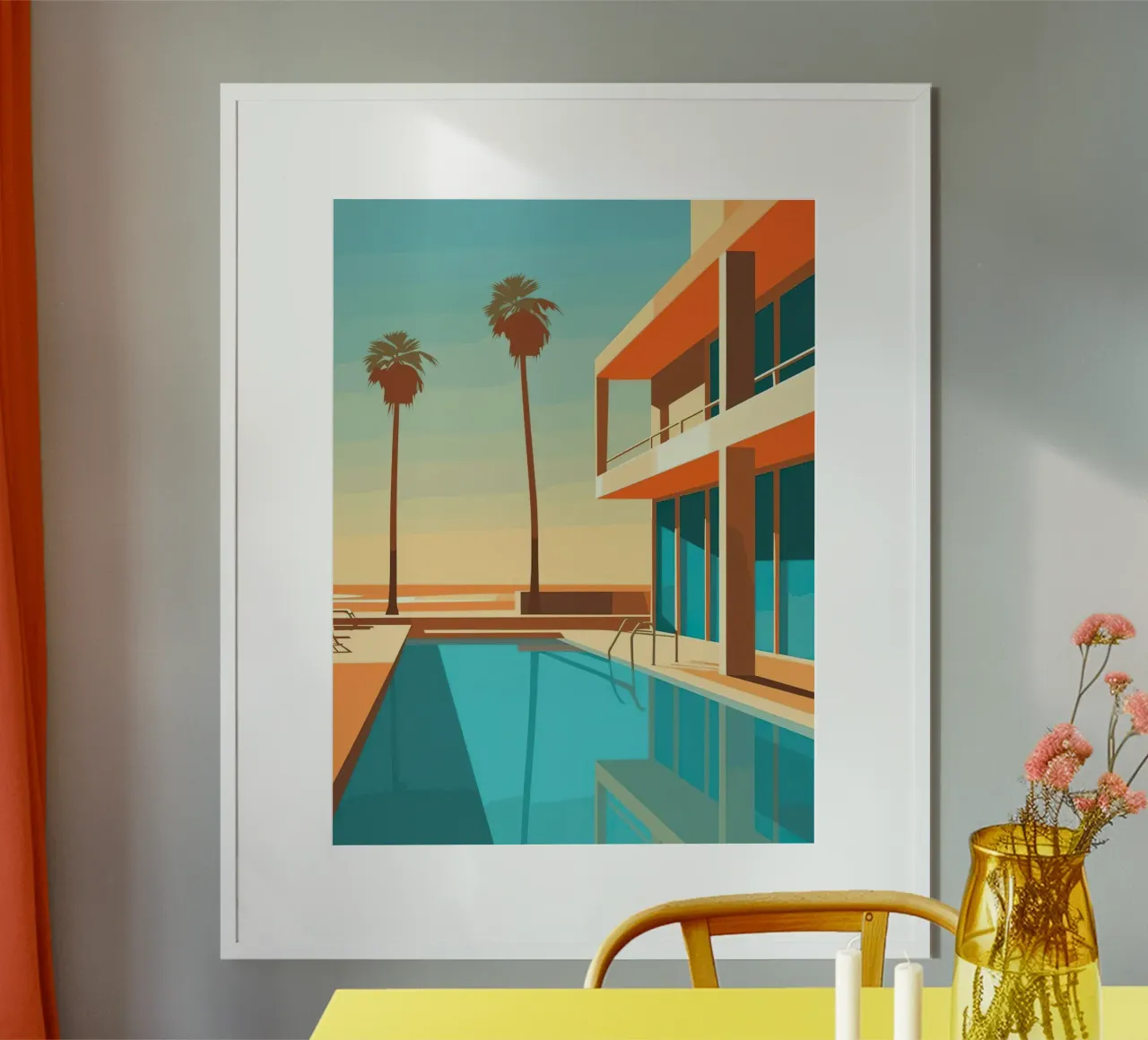 Orange House With The Pool poster da Leonard Barreiro