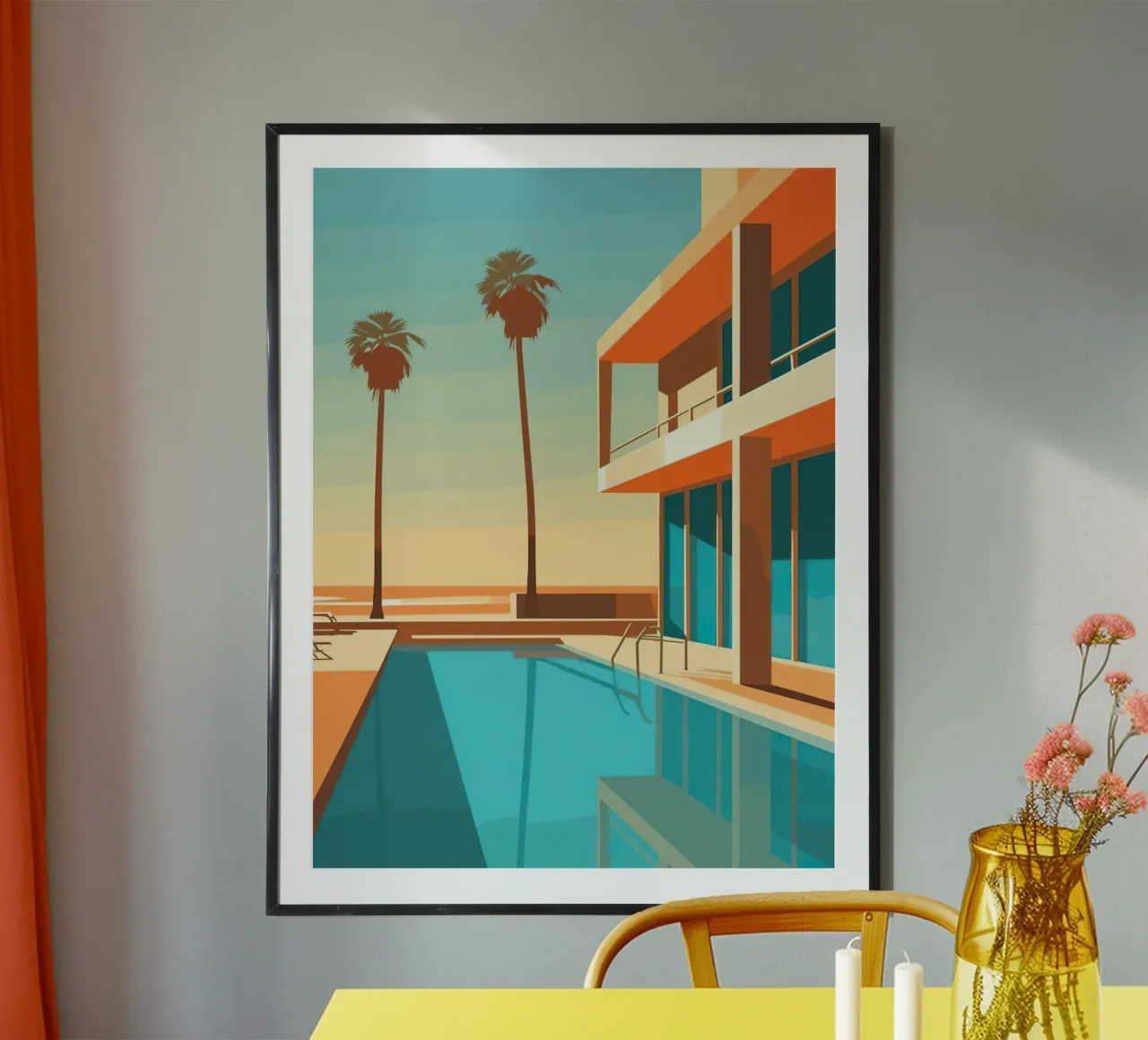 Orange House With The Pool poster da Leonard Barreiro