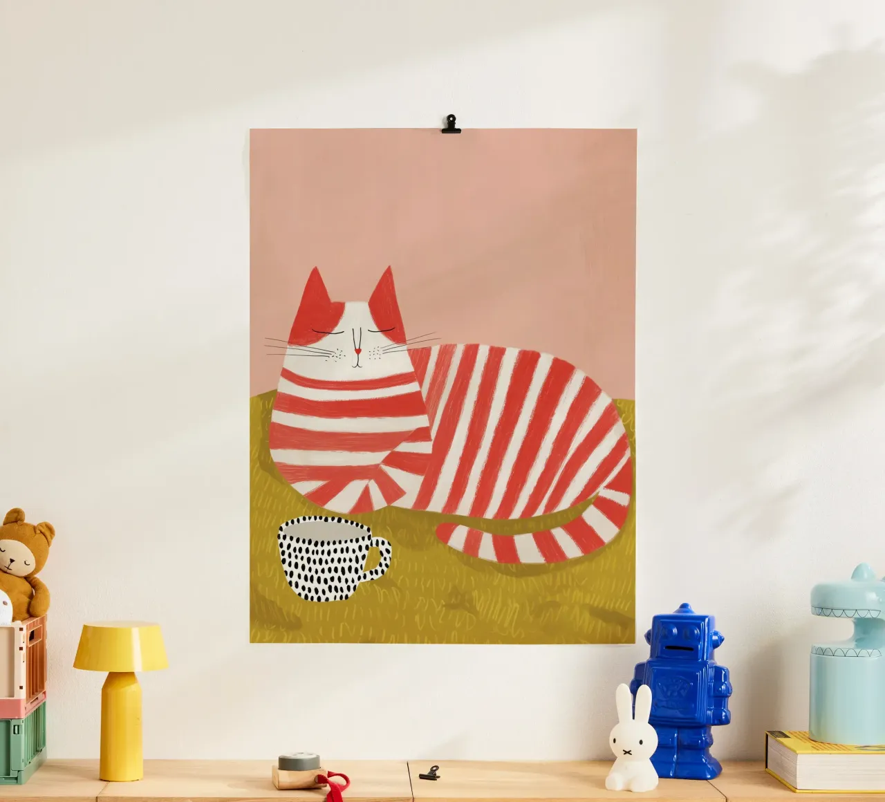 Gatto tigrato rosso a colazione | Poster della cucina con amici gatti poster da Autofocus