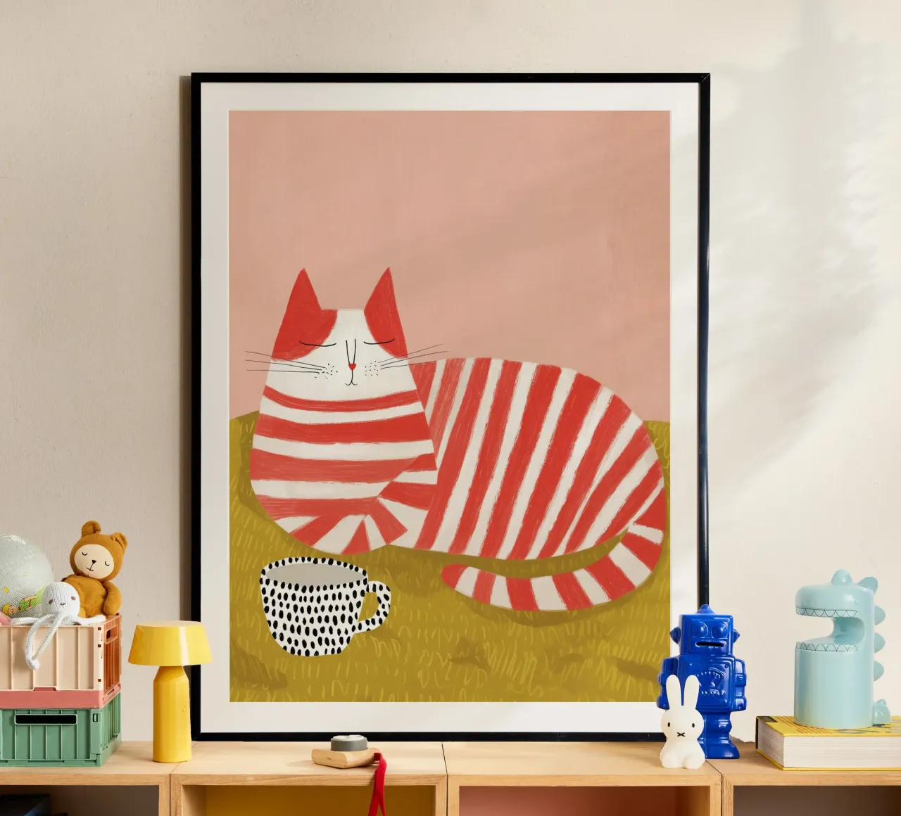 Gatto tigrato rosso a colazione | Poster della cucina con amici gatti poster da Autofocus