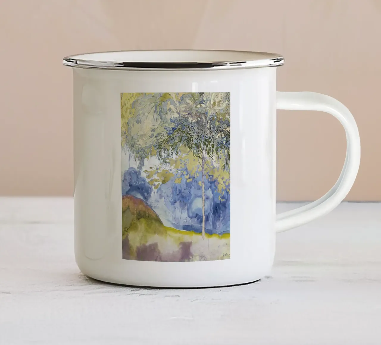 landschap painting tazza in smalto da vintageshop