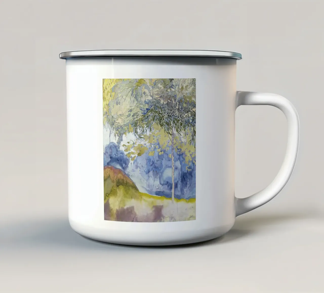 landschap painting tazza in smalto da vintageshop