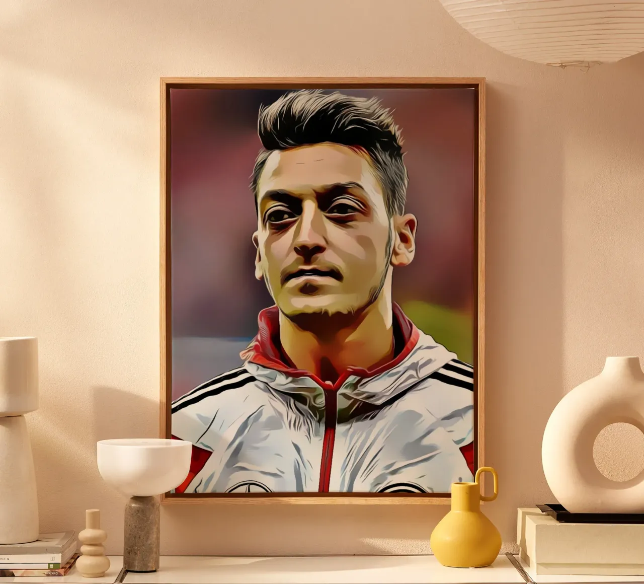 Mesut Özil - German National Football Team Player in Team Ja canvas with Floater frame by dark eagle
