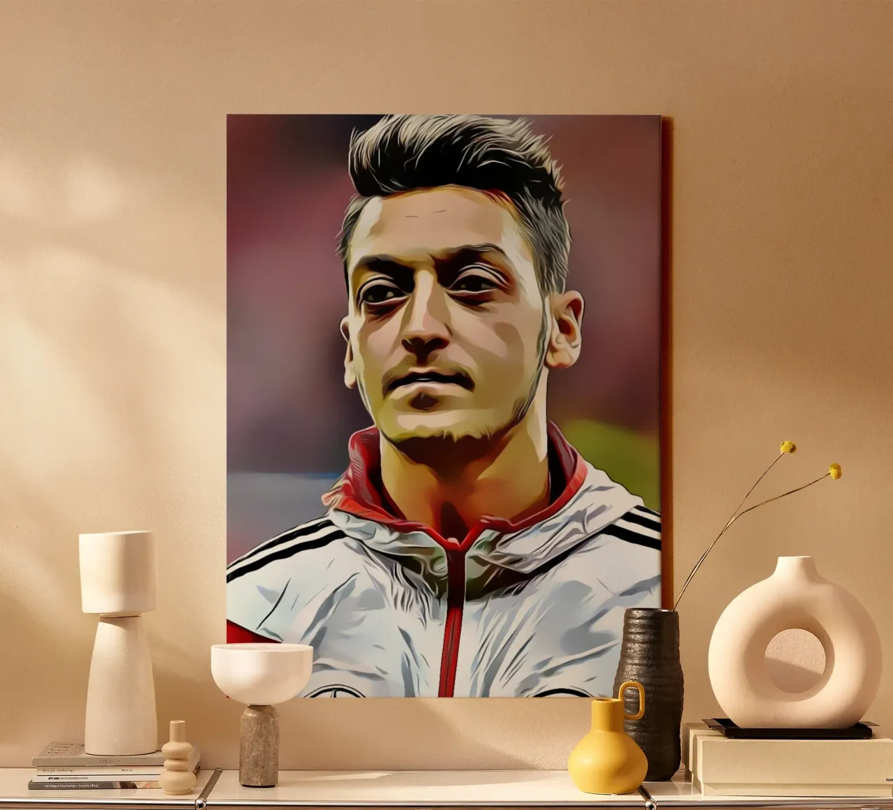 Mesut Özil - German National Football Team Player in Team Ja canvas with Floater frame by dark eagle