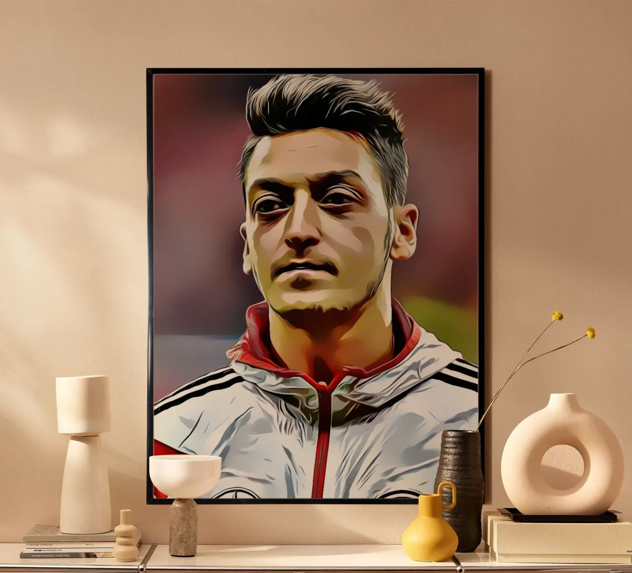 Mesut Özil - Giocatore della Nazionale di calcio tedesca nella squadra Ja poster con telaio in legno da dark eagle