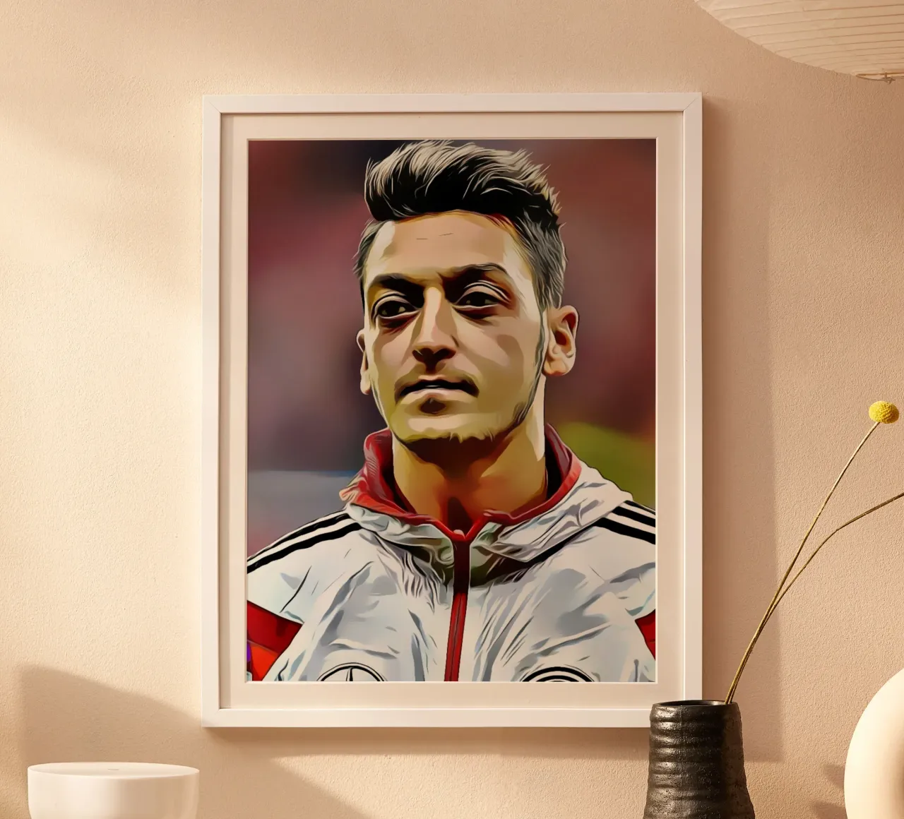 Mesut Özil - Giocatore della Nazionale di calcio tedesca nella squadra Ja poster con telaio in legno da dark eagle