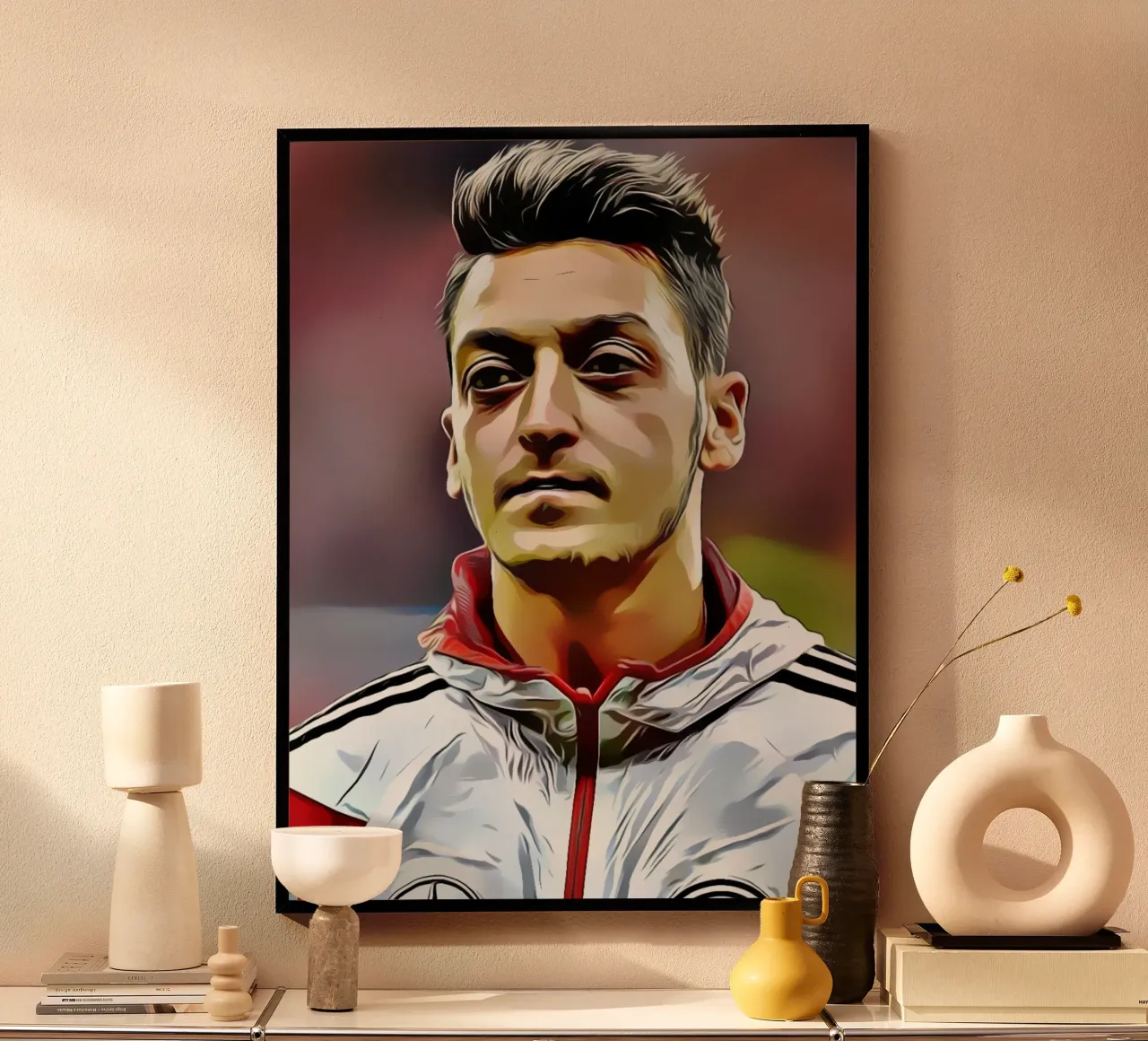 Mesut Özil - Giocatore della Nazionale di calcio tedesca nella squadra Ja poster con telaio in legno da dark eagle