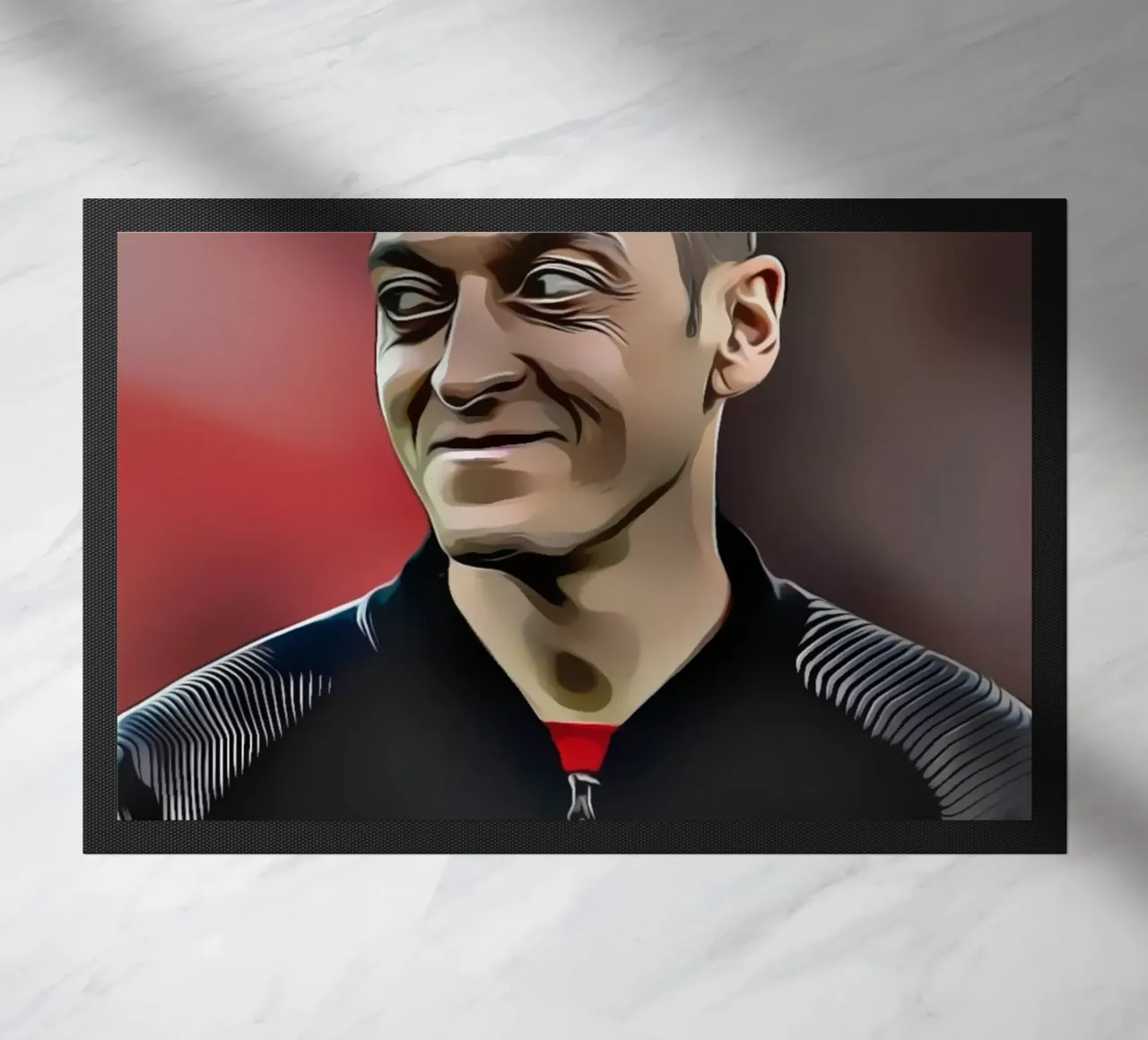 Mesut Özil - Giocatore di calcio dell'Arsenal in giacca nera zerbino da dark eagle