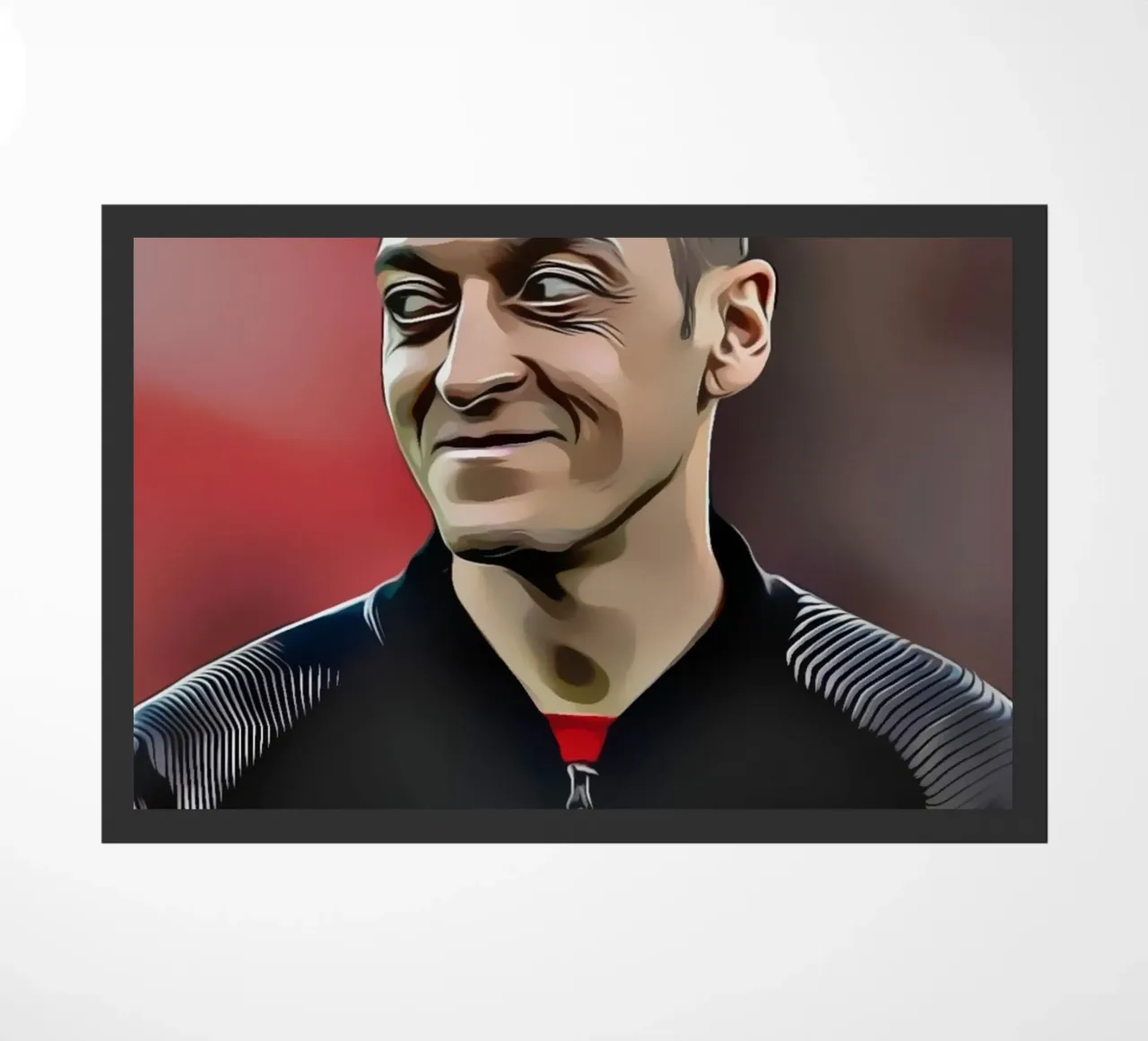 Mesut Özil - Giocatore di calcio dell'Arsenal in giacca nera zerbino da dark eagle