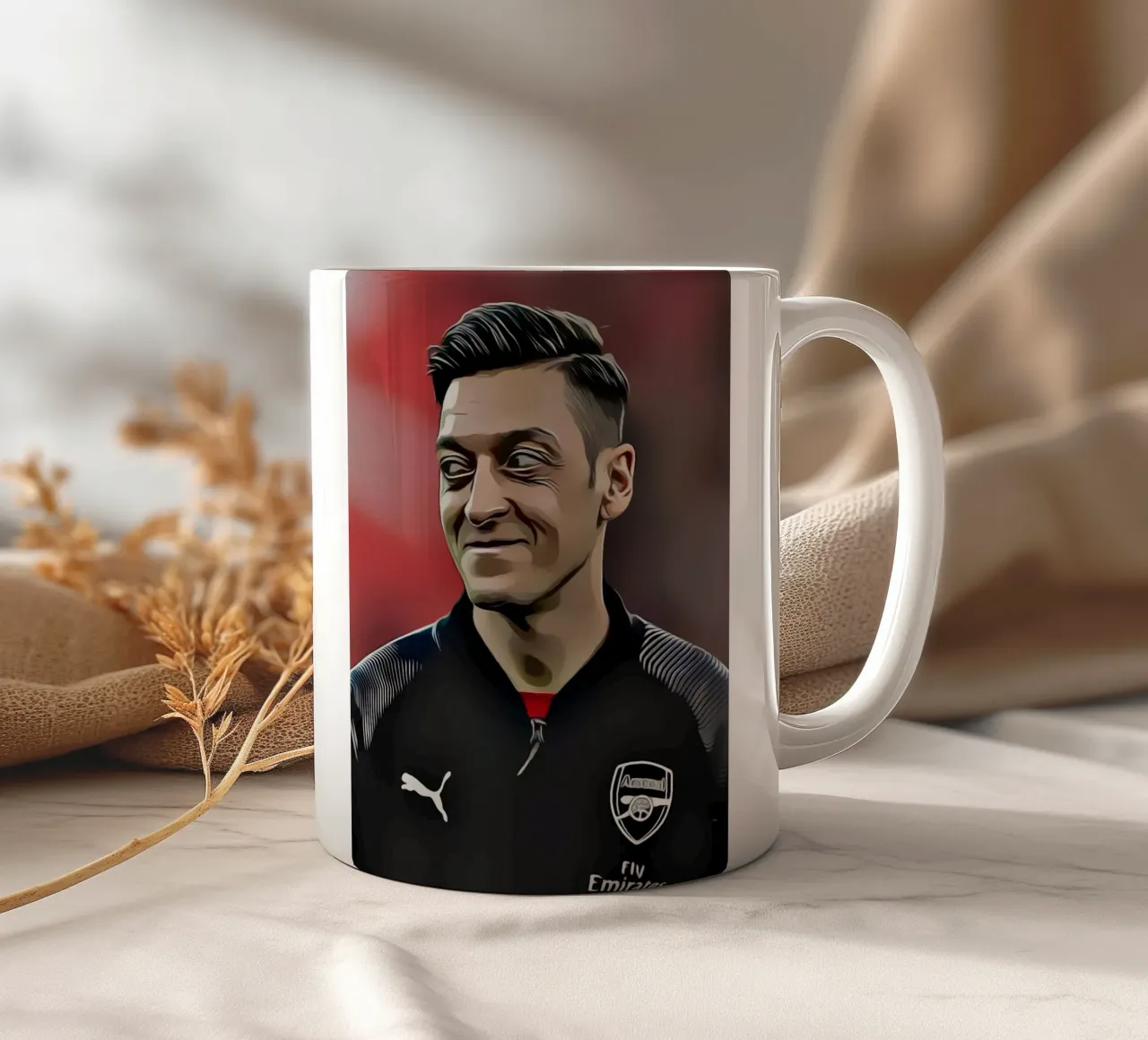 Mesut Özil - Giocatore di calcio dell'Arsenal in giacca nera tazza in ceramica da dark eagle