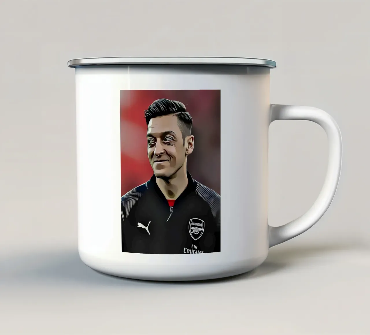 Mesut Özil - Giocatore di calcio dell'Arsenal in giacca nera tazza in smalto da dark eagle