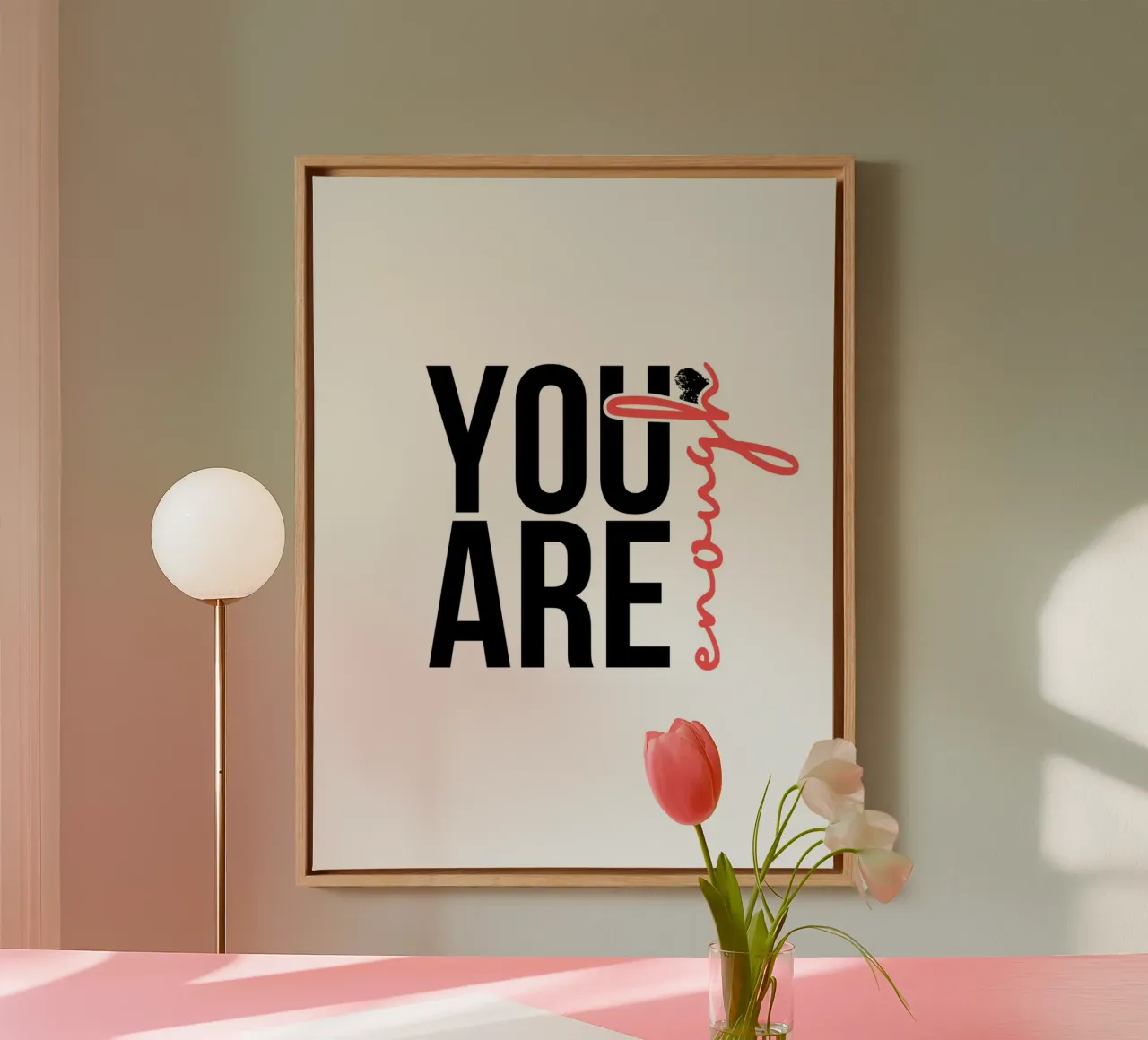 You are enough canvas met Baklijst van PinkCandyWalls