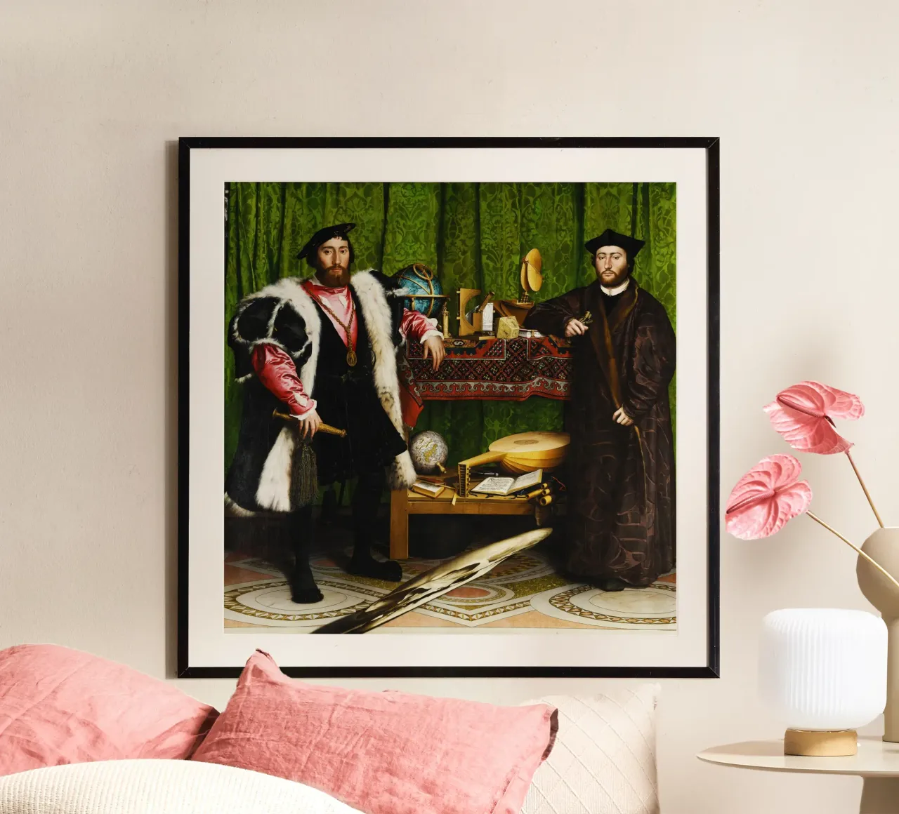 Hans Holbein il Giovane - Gli ambasciatori (1533) poster con telaio in alluminio da Venus Art