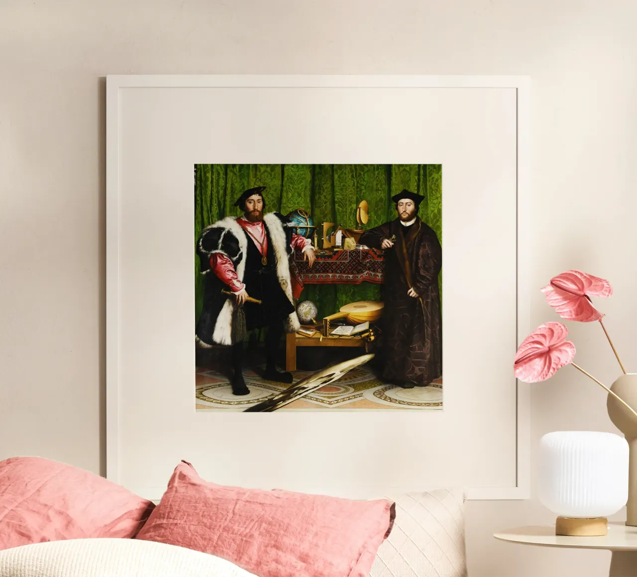 Hans Holbein il Giovane - Gli ambasciatori (1533) poster con telaio in alluminio da Venus Art