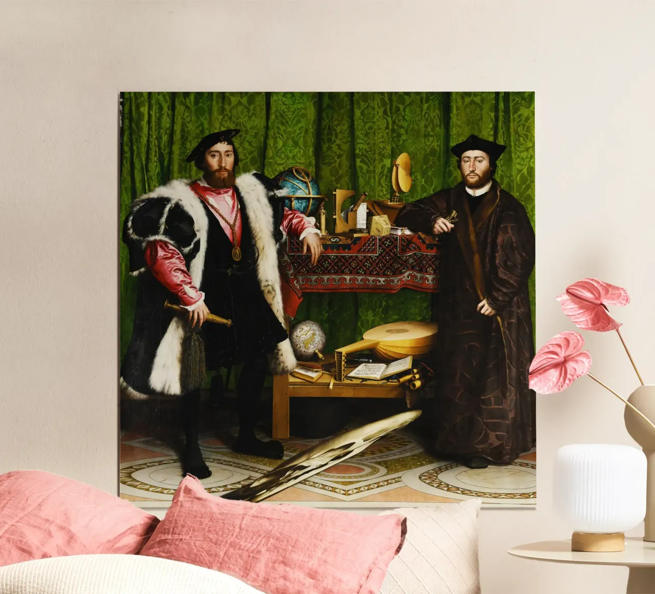 Hans Holbein il Giovane - Gli ambasciatori (1533) poster con telaio in alluminio da Venus Art