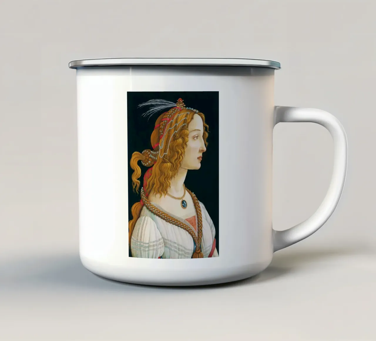 Sandro Botticelli - Ritratto idealizzato di signora tazza in smalto da Venus Art