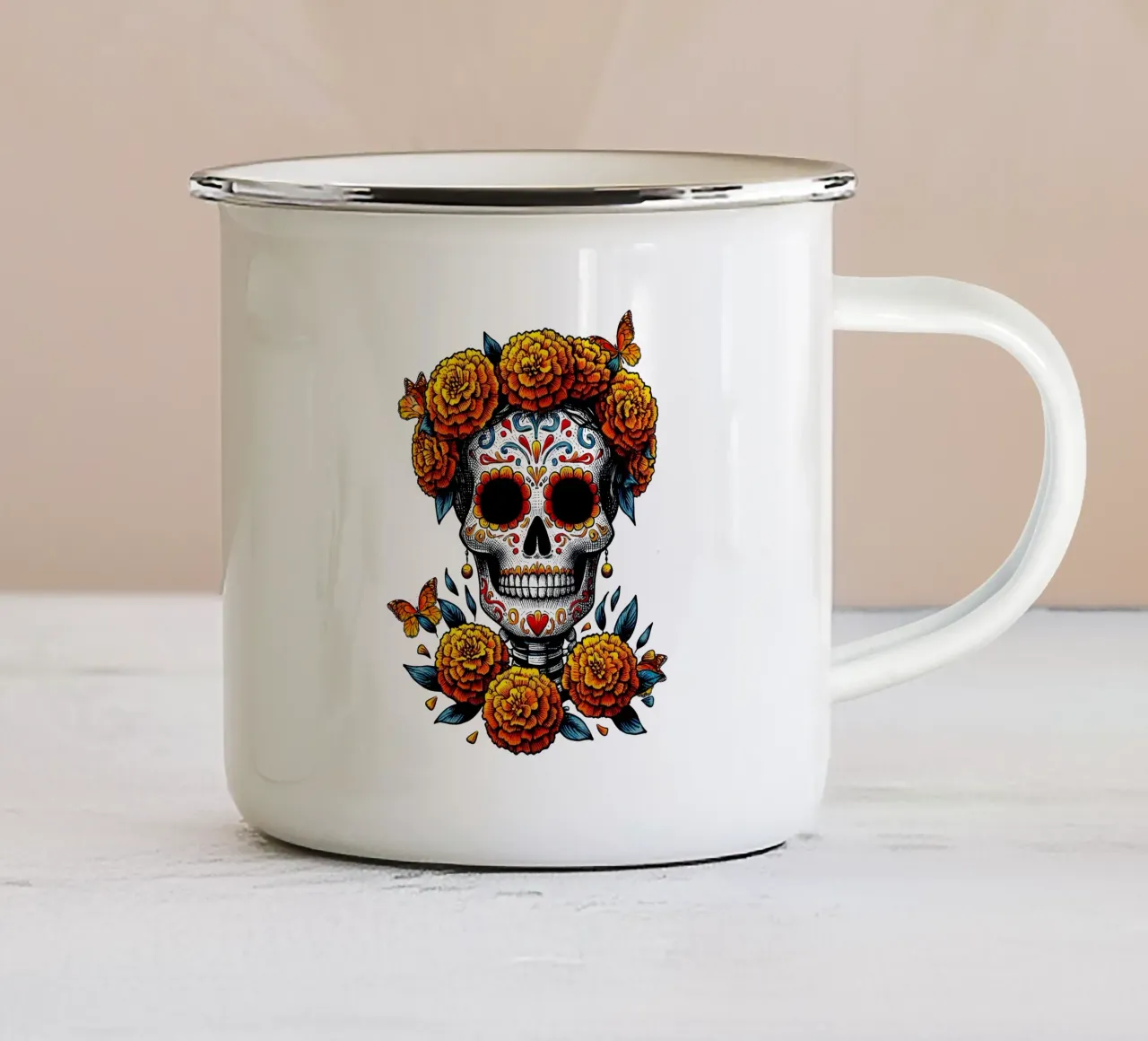 Dia de Muertos con farfalle tazza in smalto da ArtDesign by KBK