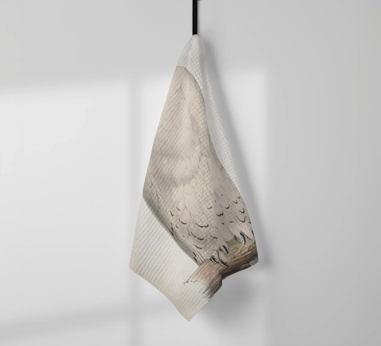 Vintage Lear 2 Snow Owl tea towel by Vintage Print Collection