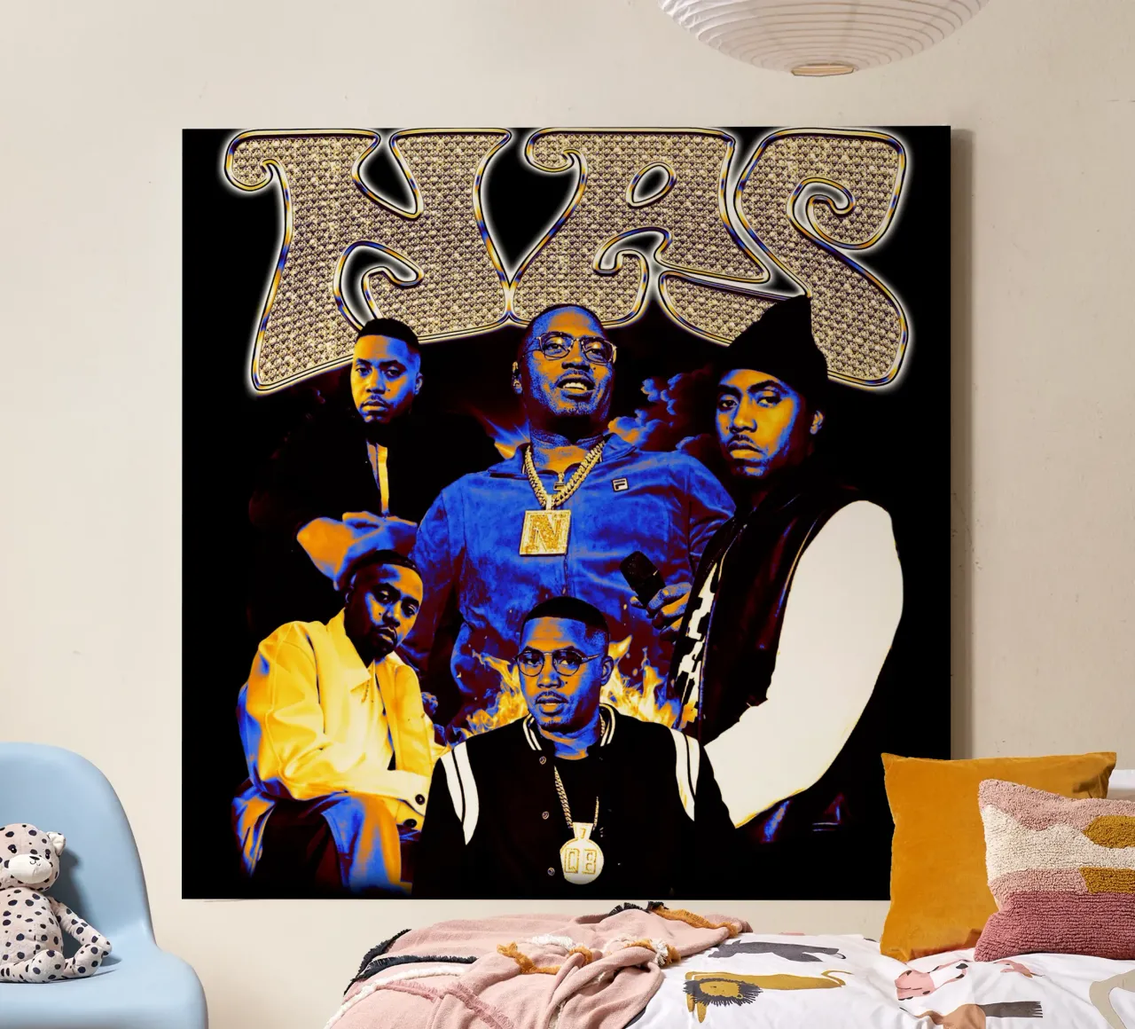 Nasty Nas Hip Hop RAp canvas met Baklijst van igoshdesigns