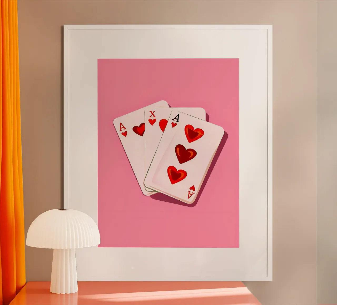 Carte da gioco con cuori su rosa poster da Leon B Feierabend