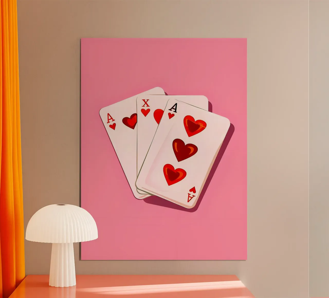 Carte da gioco con cuori su rosa poster da Leon B Feierabend
