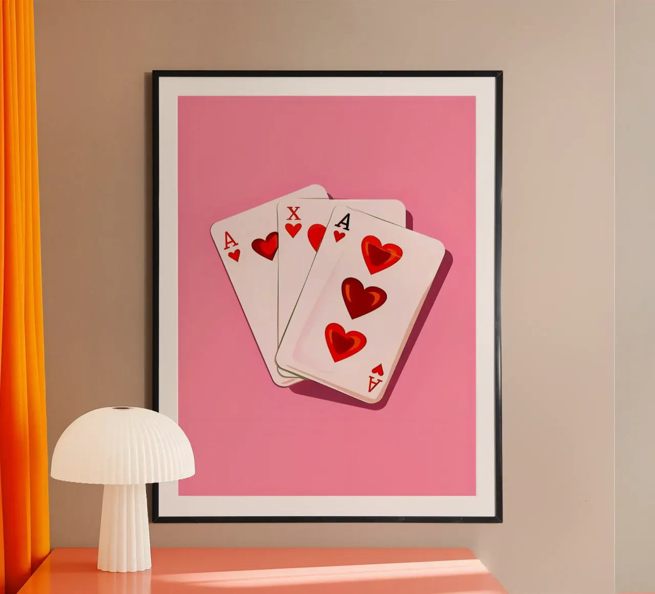 Carte da gioco con cuori su rosa poster da Leon B Feierabend