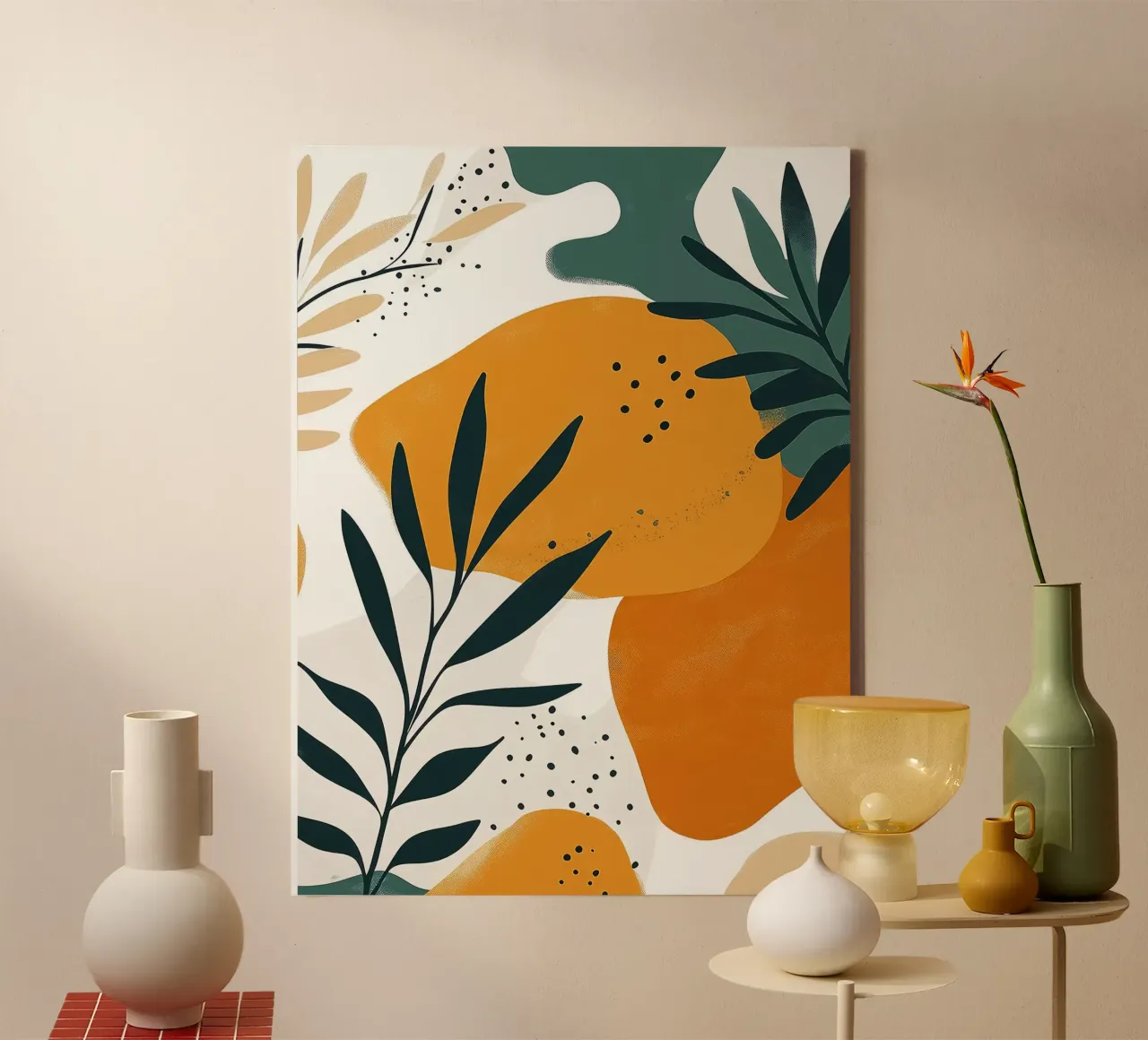 Abstract Floral Art Print canvas with Floater frame by Leon B Feierabend
