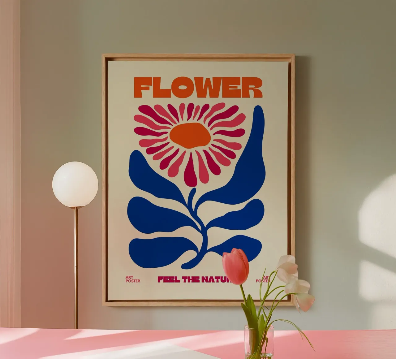 Poster artistico con fiori astratti tela con Cornice a cassetta da Leon B Feierabend