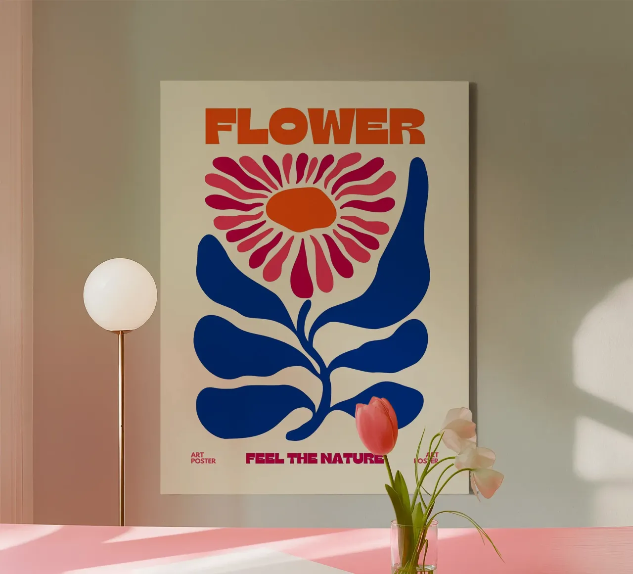 Poster artistico con fiori astratti tela con Cornice a cassetta da Leon B Feierabend
