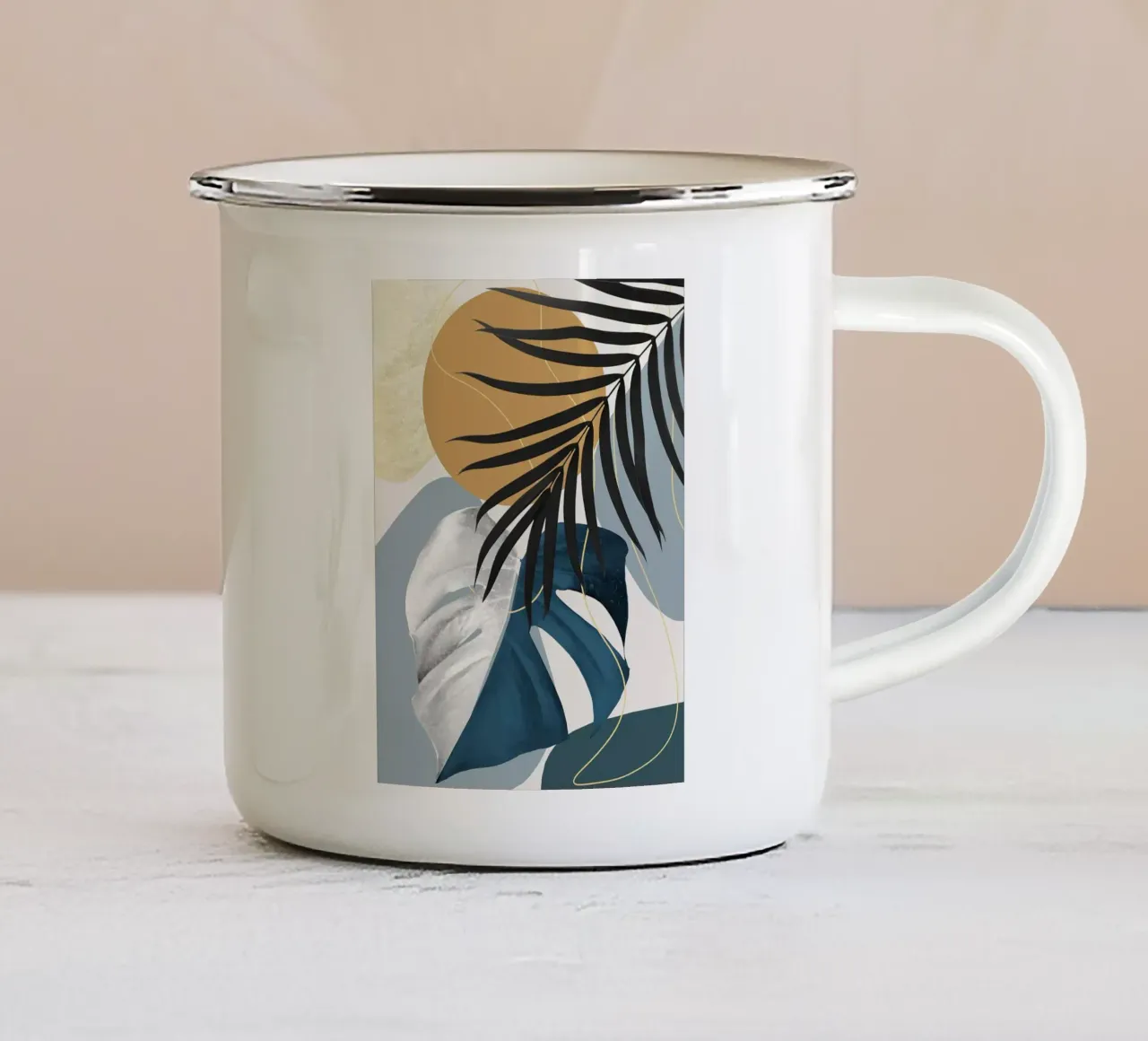 Monstera Astratto tazza in smalto da Leon B Feierabend