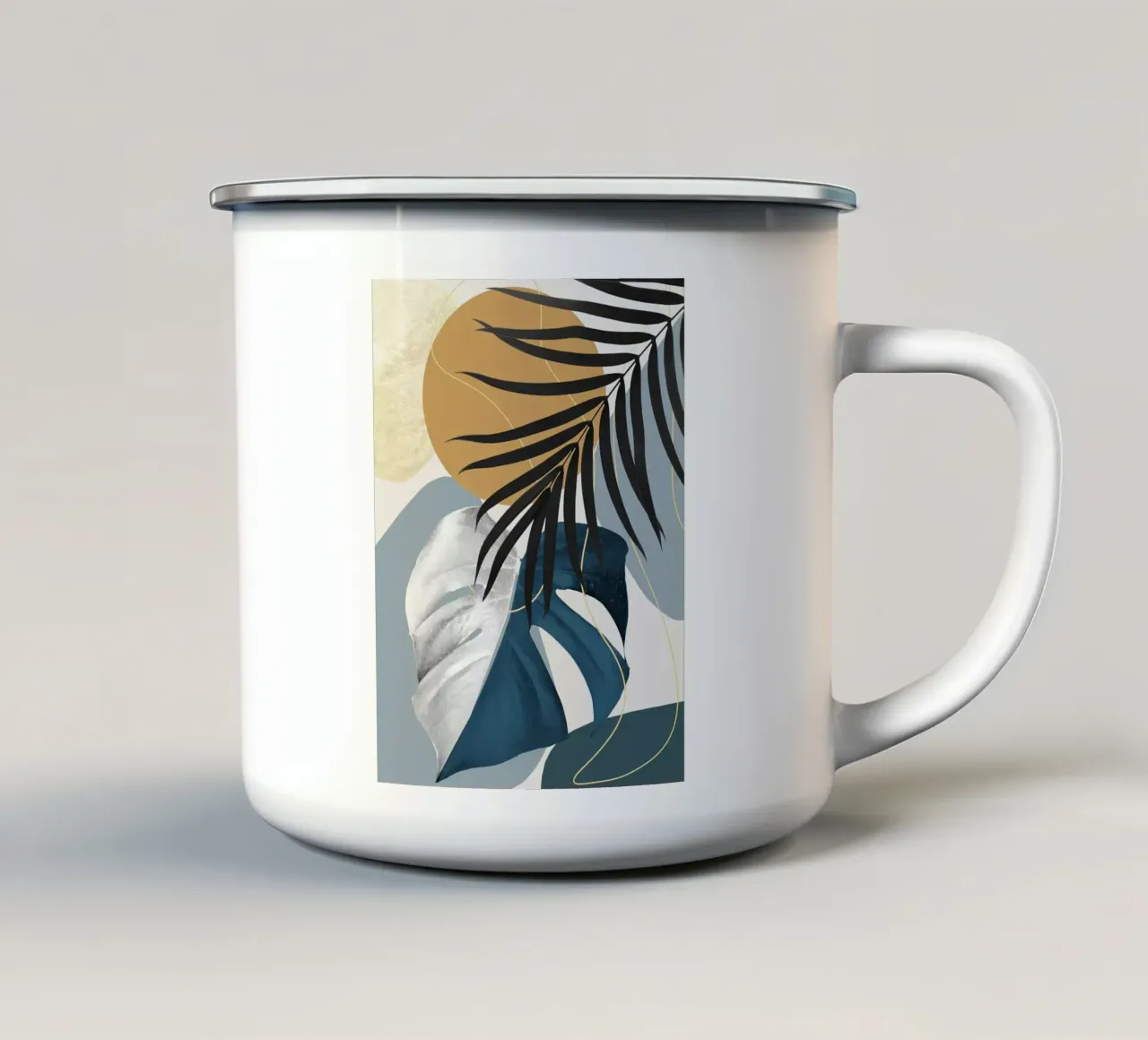 Monstera Astratto tazza in smalto da Leon B Feierabend