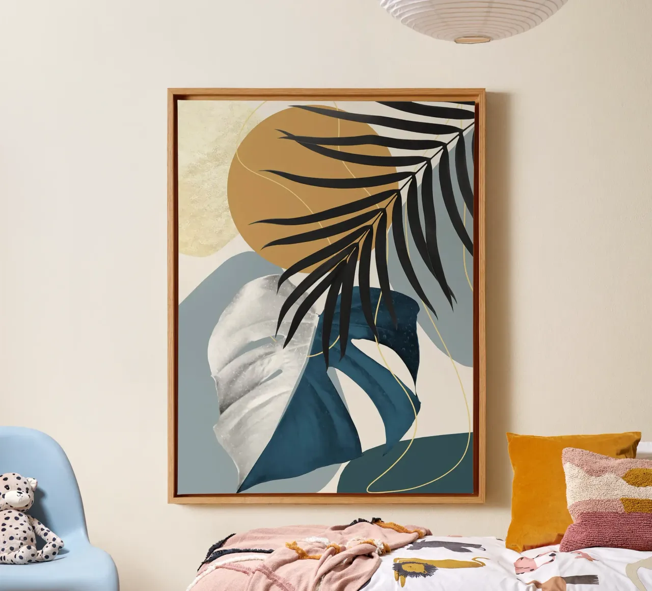 Monstera Abstract canvas met Baklijst van Leon B Feierabend