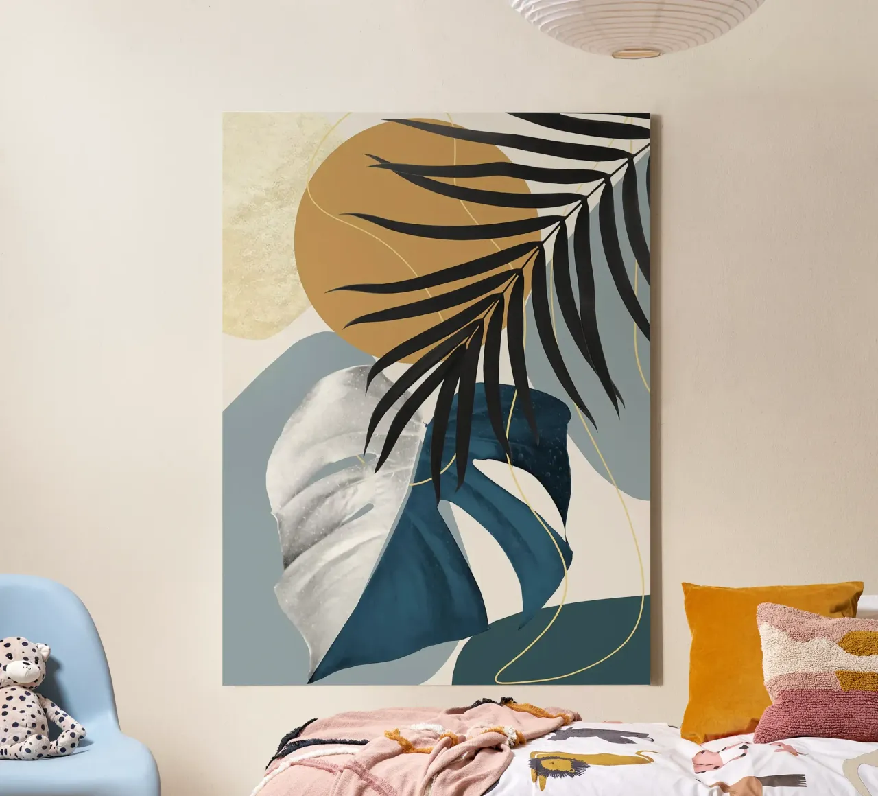 Monstera Abstract canvas met Baklijst van Leon B Feierabend