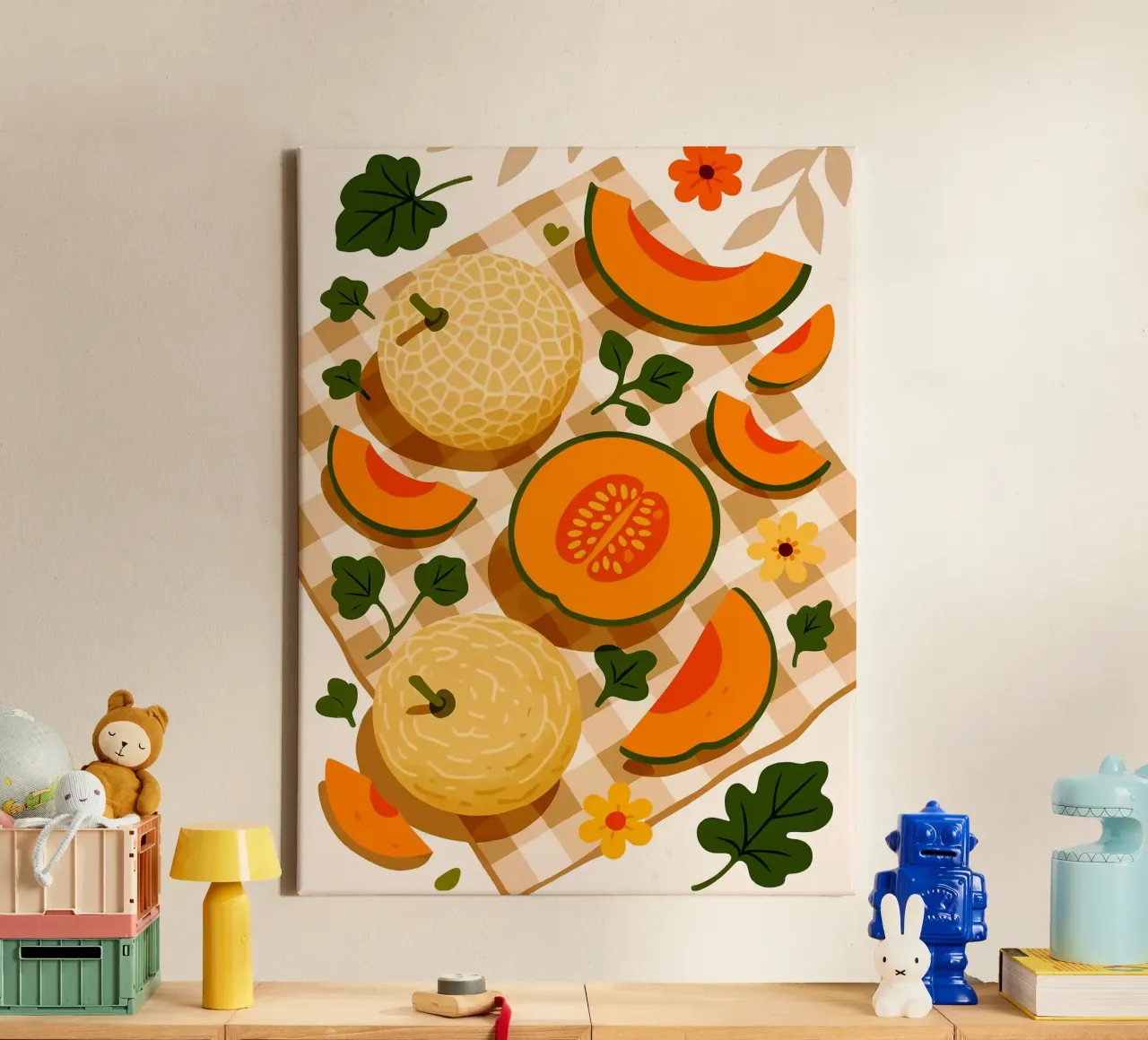 Cantaloupe - Een gestileerd tafereel canvas met Baklijst van Eldon S Kiser