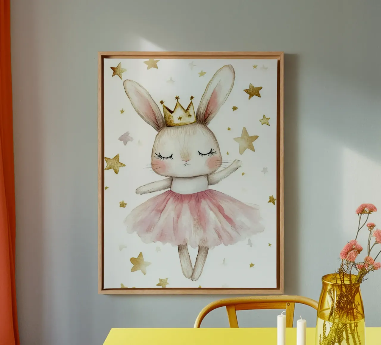 Coniglietto Ballerina con Stelle tela con Cornice a cassetta da Eldon S Kiser